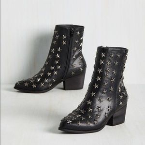 YRU Aurora Black Star Studded Ankle Boots Booties